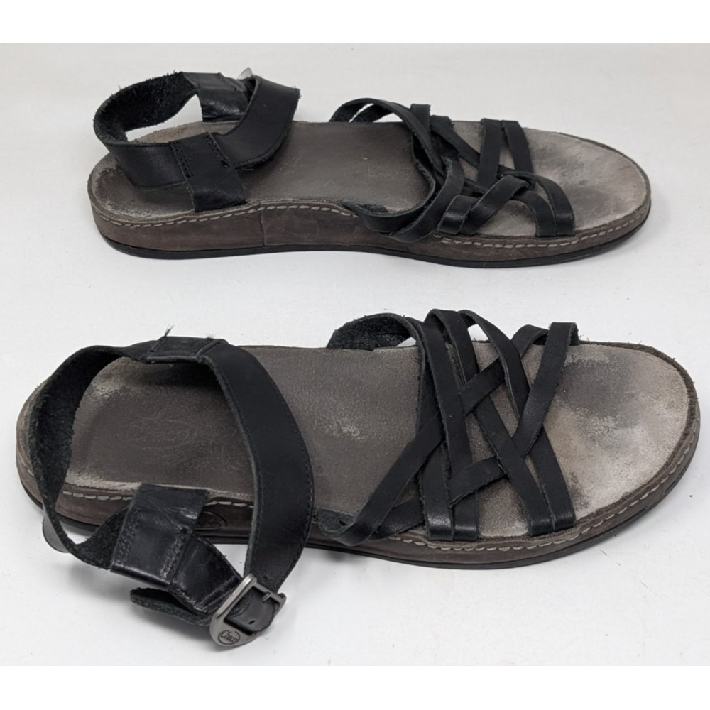 Chaco Womens Fallon Sandals Size 9 Black Leather Strappy Open Toe Shoes